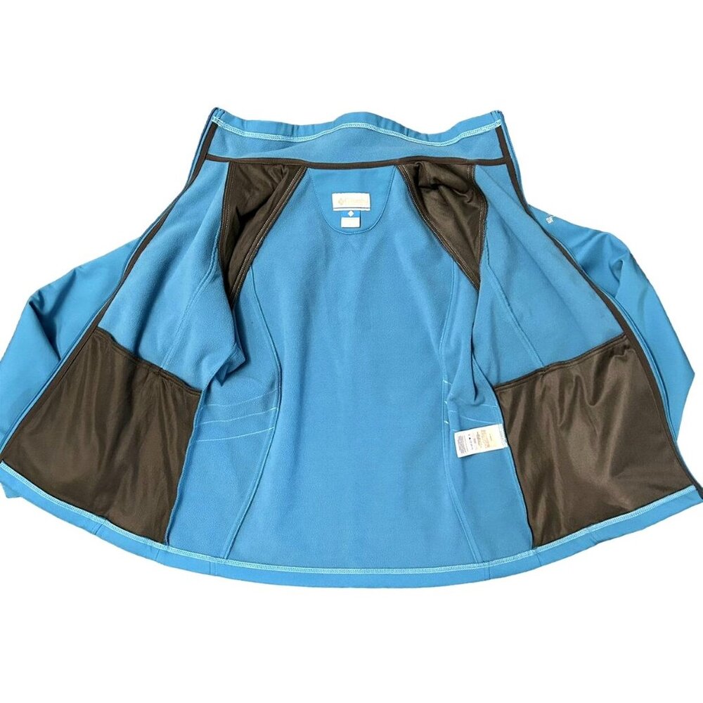Sold Columbia Bright Blue Soft Shell Omni-Shield Active Zipper Jacket Size L - Picture 7 of 9
